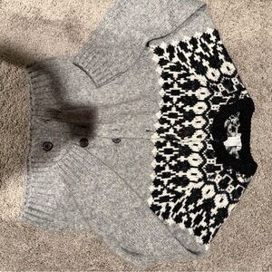 Gray and Black Patterned Women's Sweater
